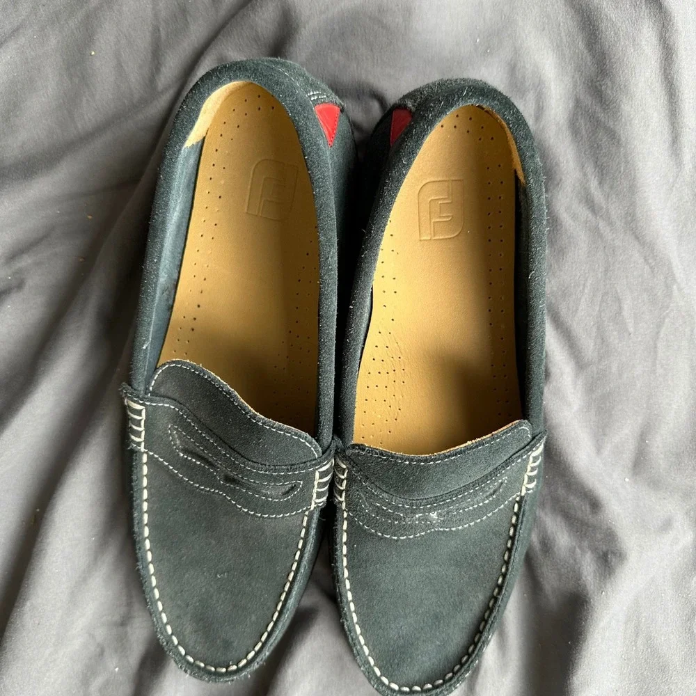 FootJoy Club Casuals Mens Navy Blue Suede Penny Loafers Shoes 79007 Size 9.5 M